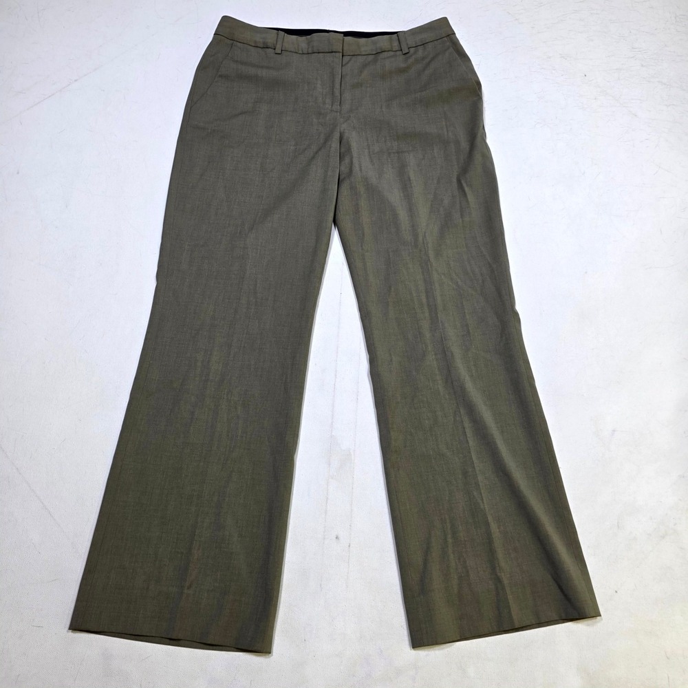 Anne Klein Suit Pants Womens 4P Olive Green Wide Leg Dress Trousers Professional